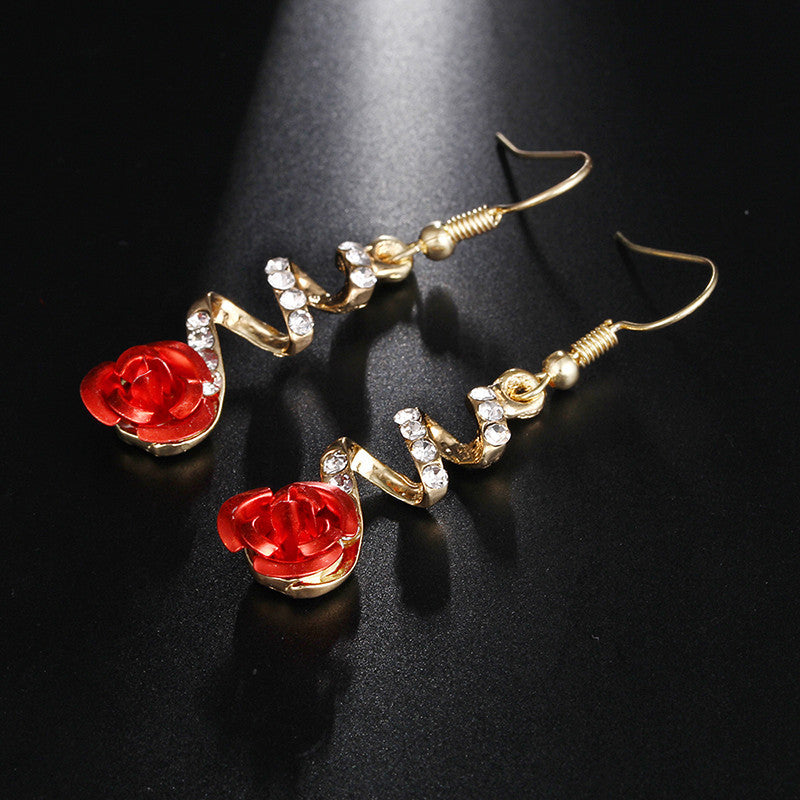 The Red Rose Drop Earrings