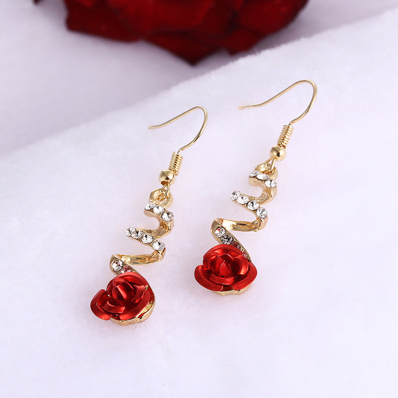 The Red Rose Drop Earrings