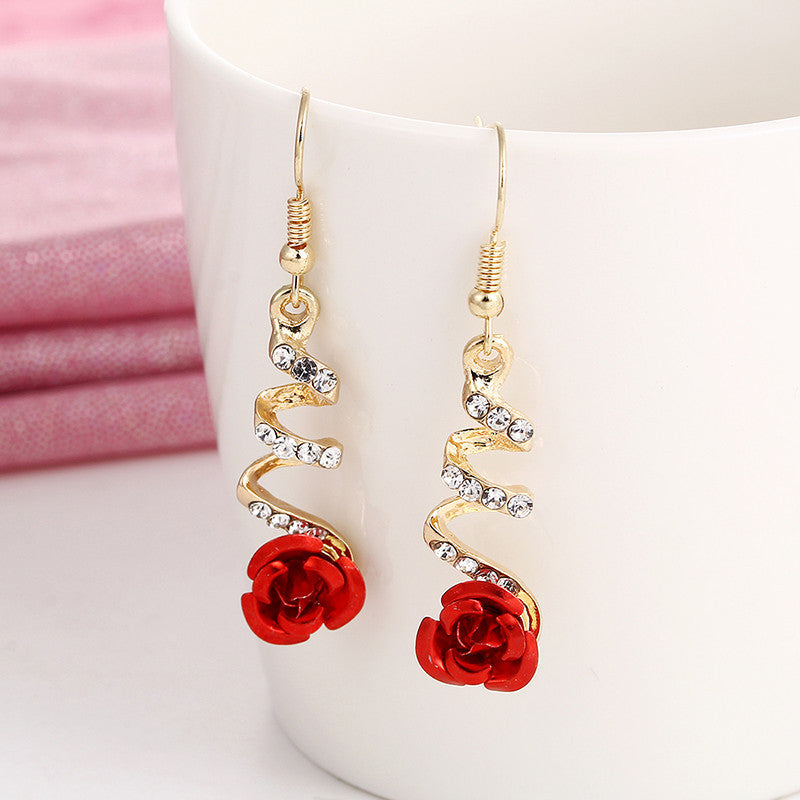 The Red Rose Drop Earrings